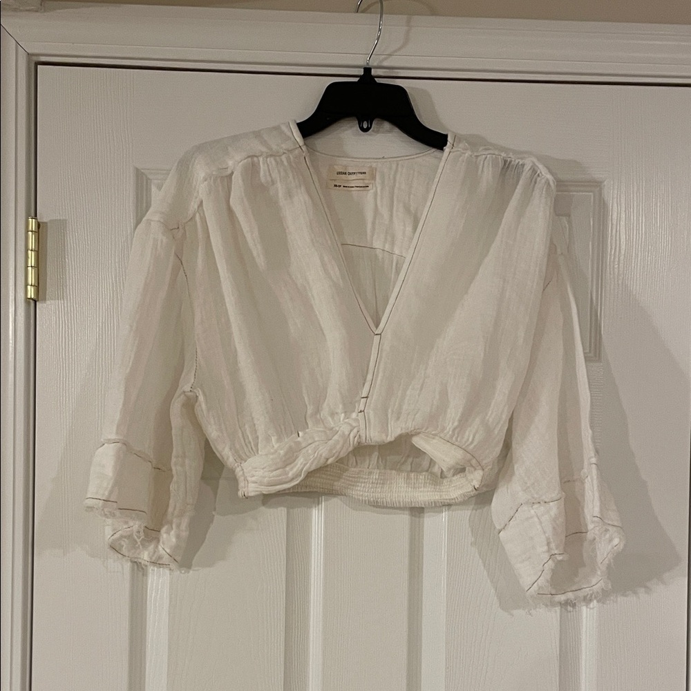 Urban Outfitters Cream V-Neck Blouse